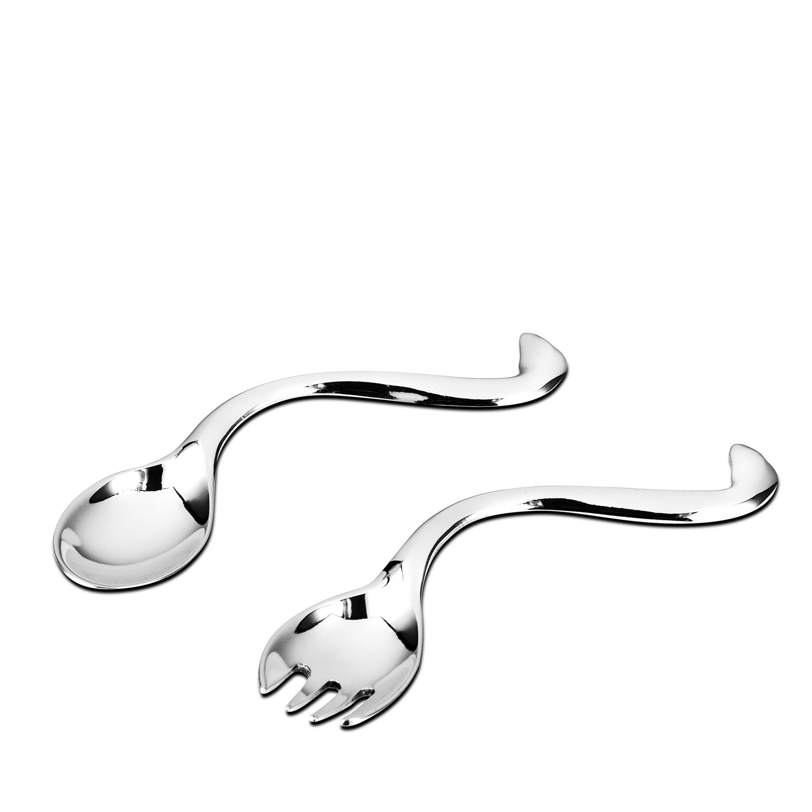 Silver Curved Spoon and Fork Set (Baby Gift Item)