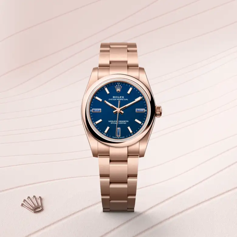 Rolex Oyster Perpetual 34 in 34 mm everose gold, M124205-0002 - Cooke & Kelvey