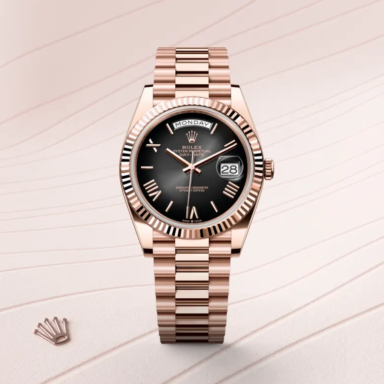 Rolex Day-Date 40 in 40 mm everose gold, M228235-0055 - Cooke & Kelvey