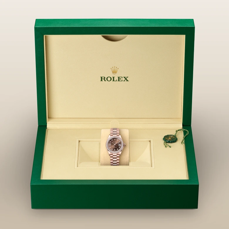 Rolex Lady-Datejust in 28 mm everose gold and diamonds, M279135RBR-0001 - Cooke & Kelvey