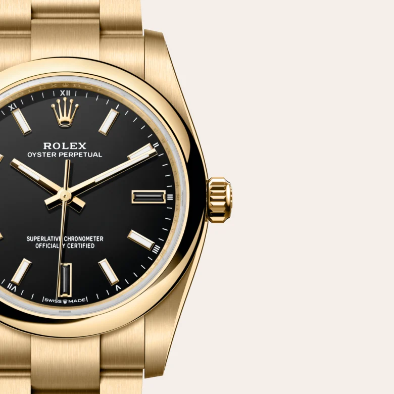 Rolex Oyster Perpetual 34 in 34 mm yellow gold, M124208-0001 - Cooke & Kelvey