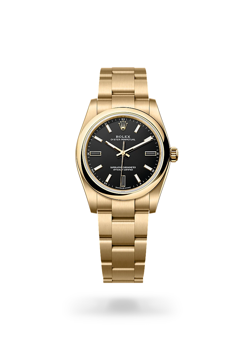Rolex Oyster Perpetual 34 in 34 mm yellow gold, M124208-0001 - Cooke & Kelvey
