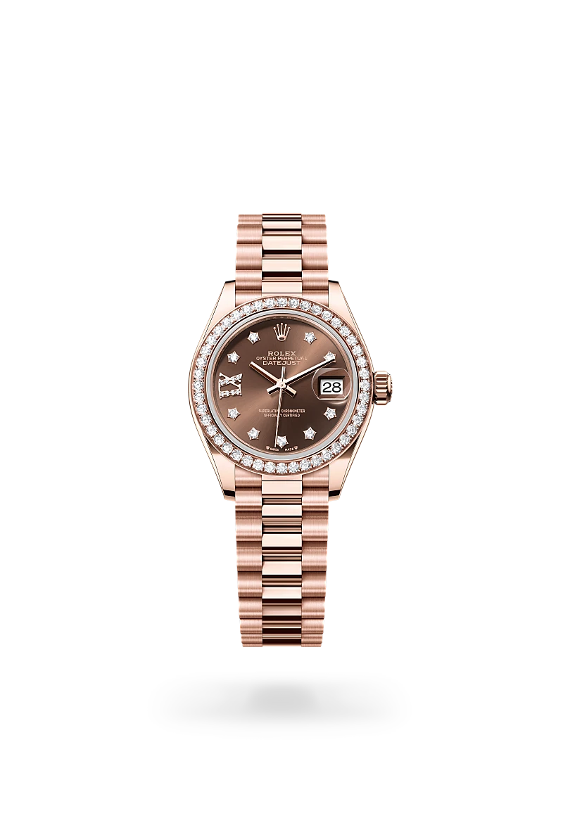 Rolex Lady-Datejust in 28 mm everose gold and diamonds, M279135RBR-0001 - Cooke & Kelvey